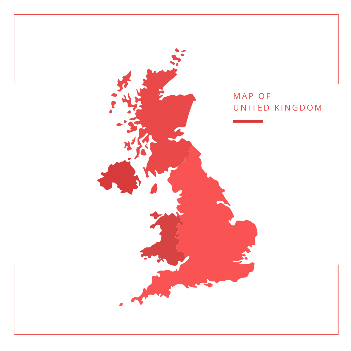 Red UK Map Vector Template