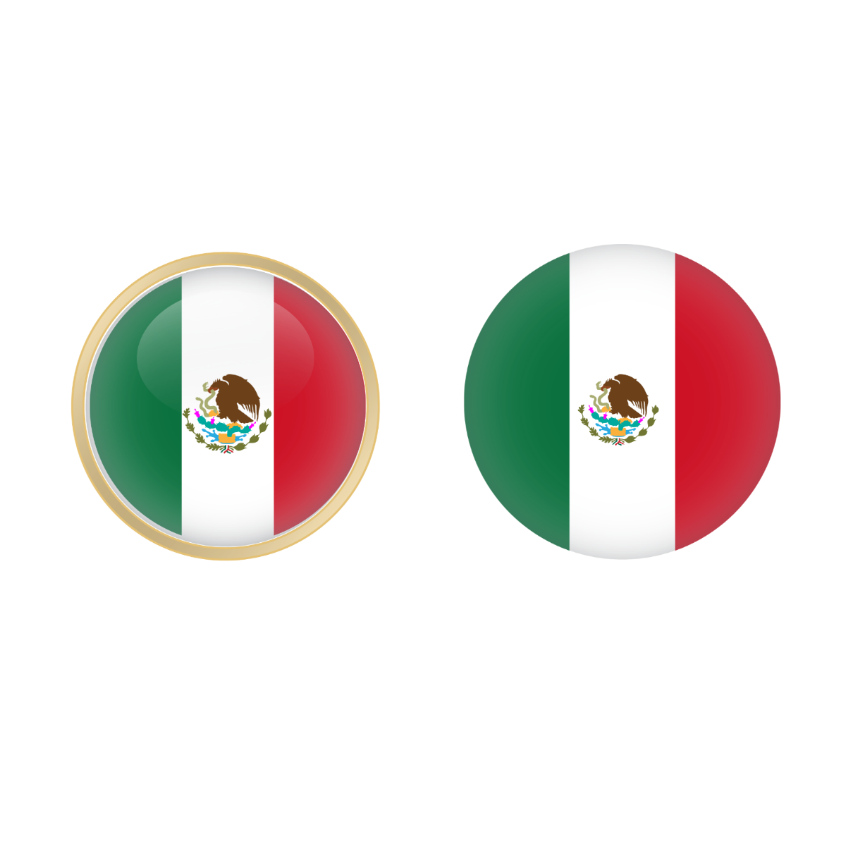 Mexican Flag Round Button Vector Template