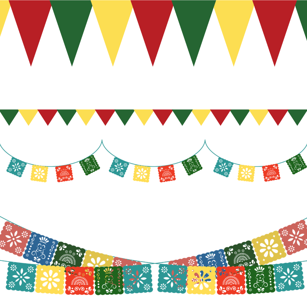 Mexican Party Flag Vector Template
