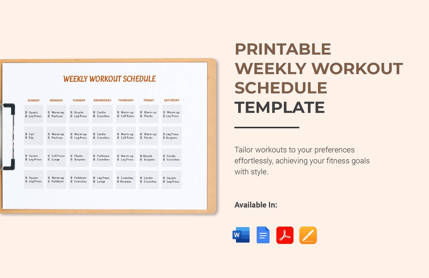 Printable Weekly Workout Schedule Template