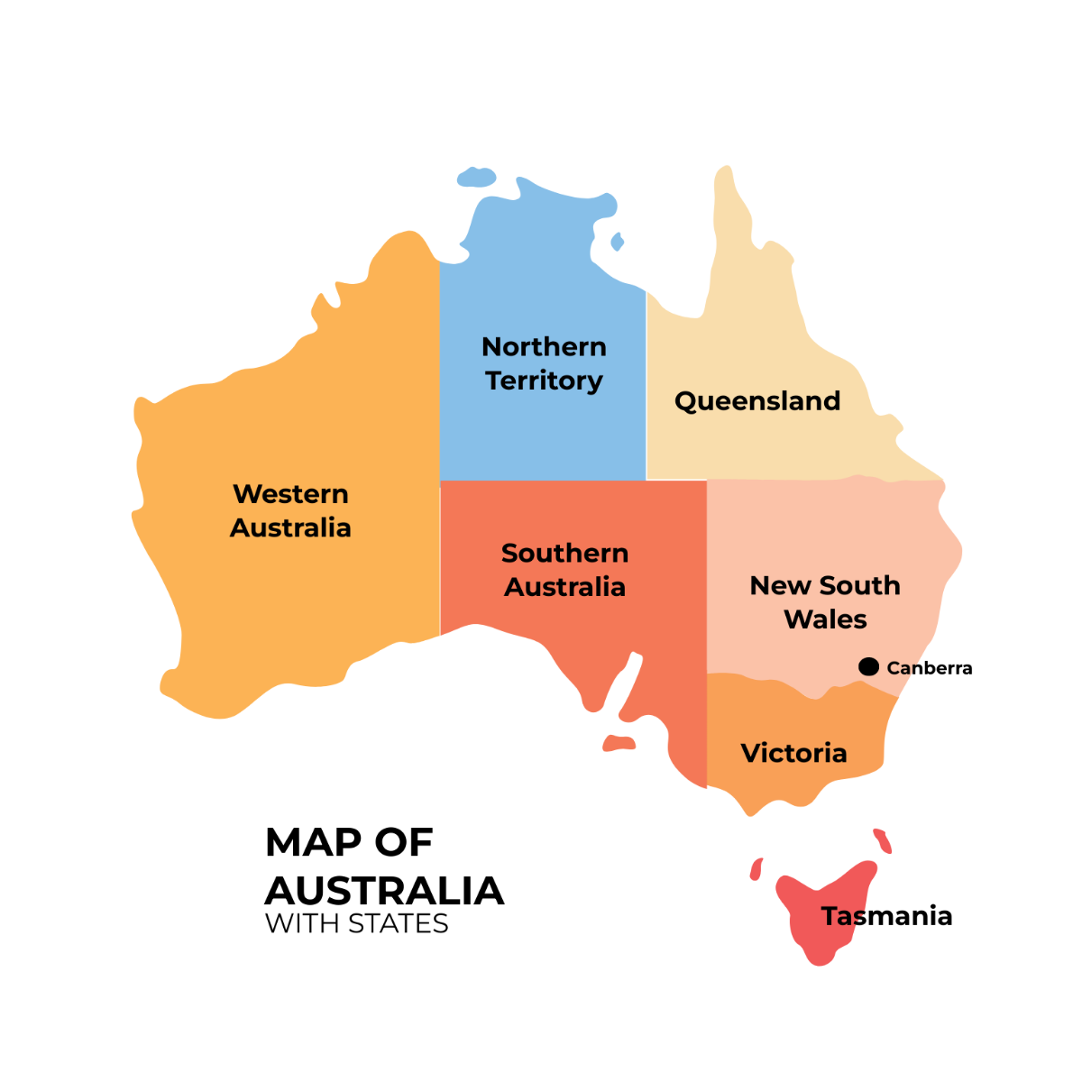 Free Australia Map States Vector Template