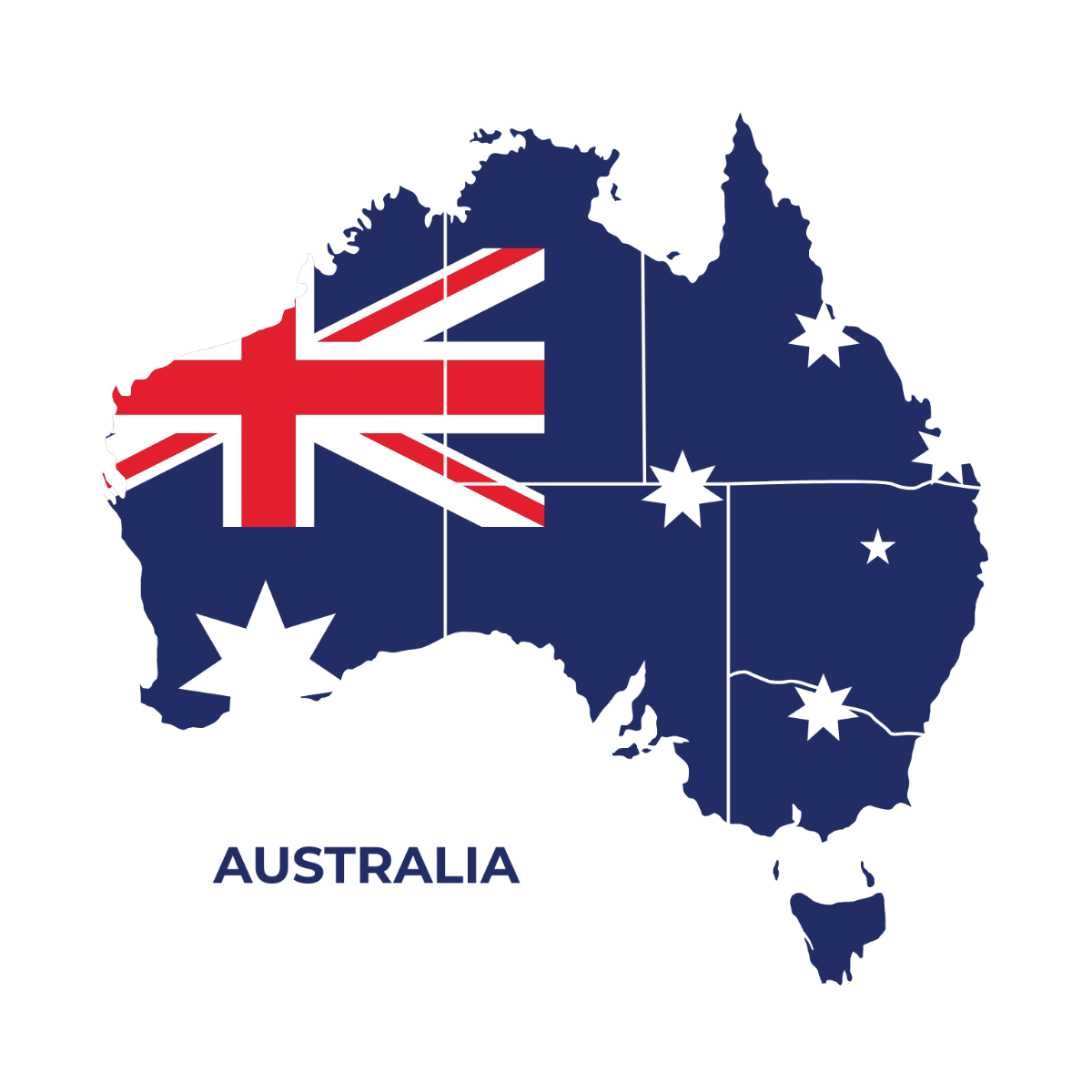Australia Flag Map Vector Template