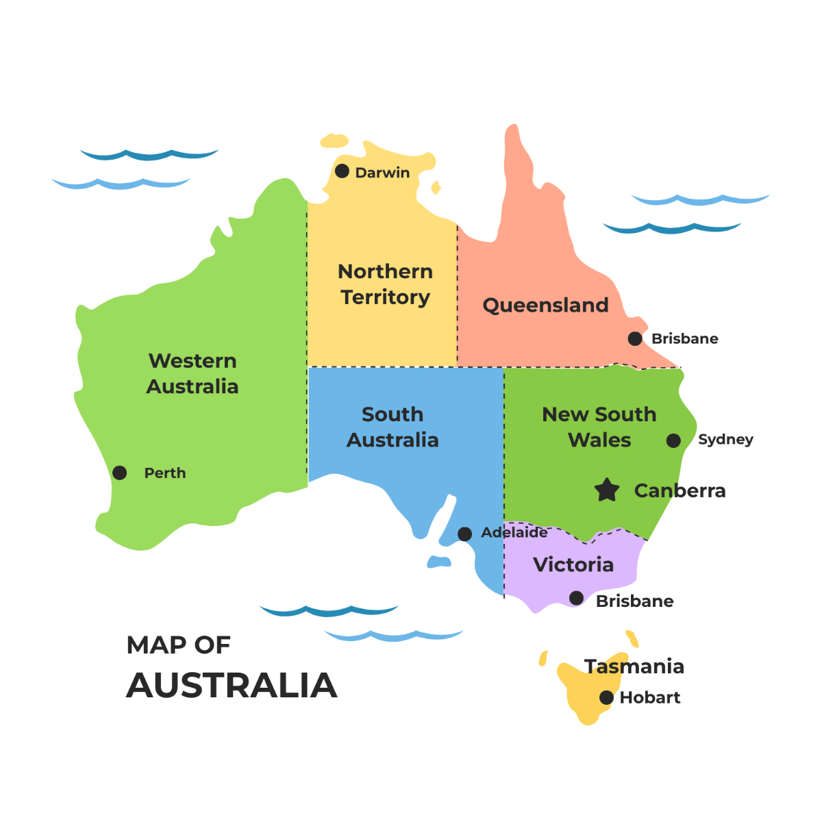 Free Multicolor Australia Map Vector Template