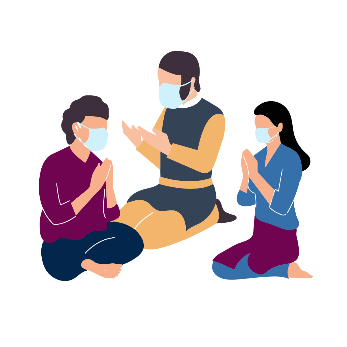 Praying With Mask Vector
