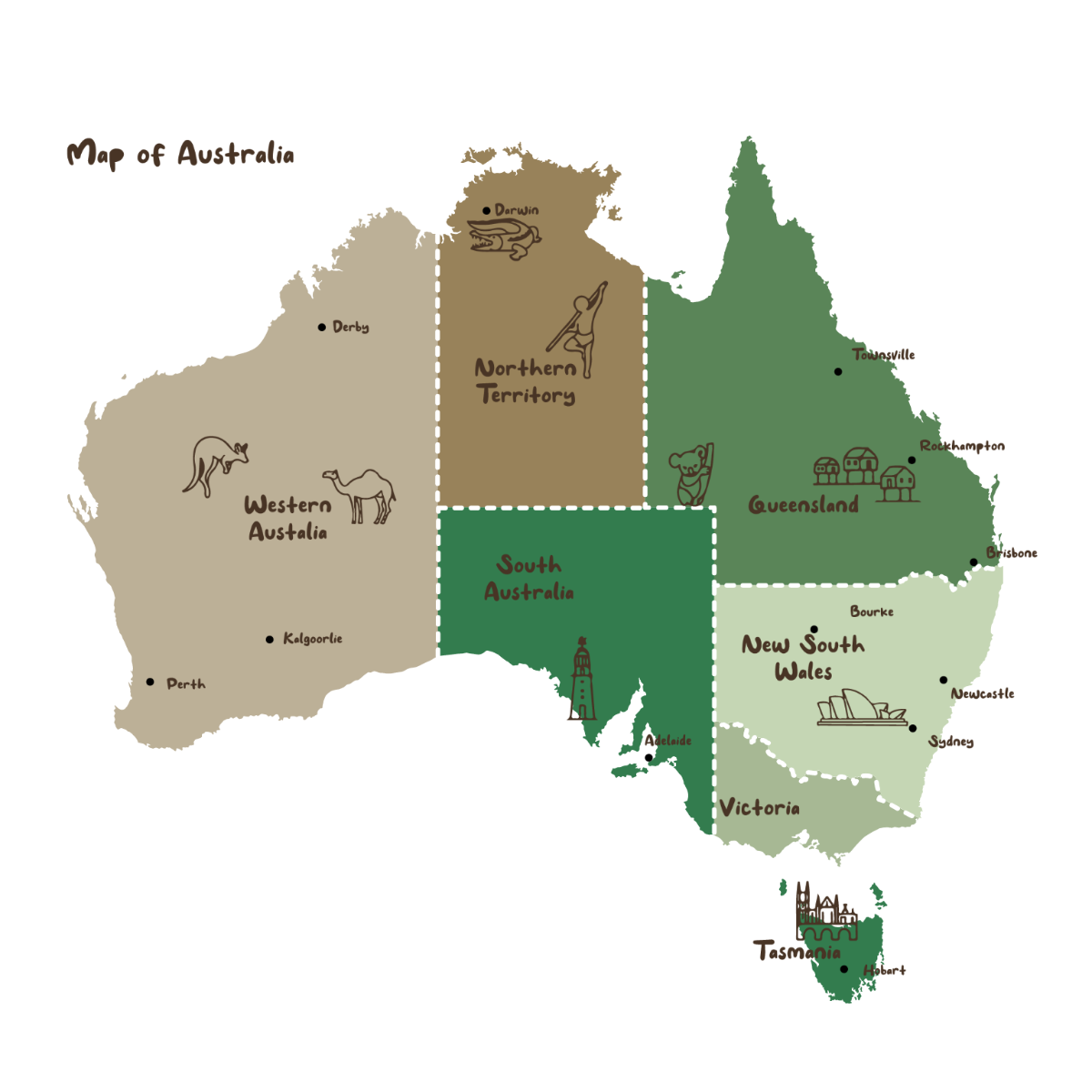 Australia Territory Map Vector Template