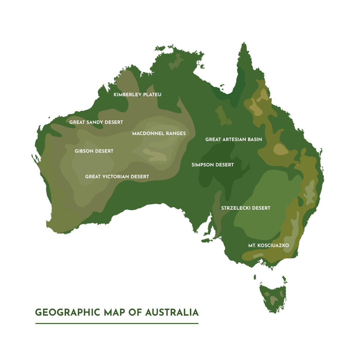 Free Australia Geographic Map Vector Template
