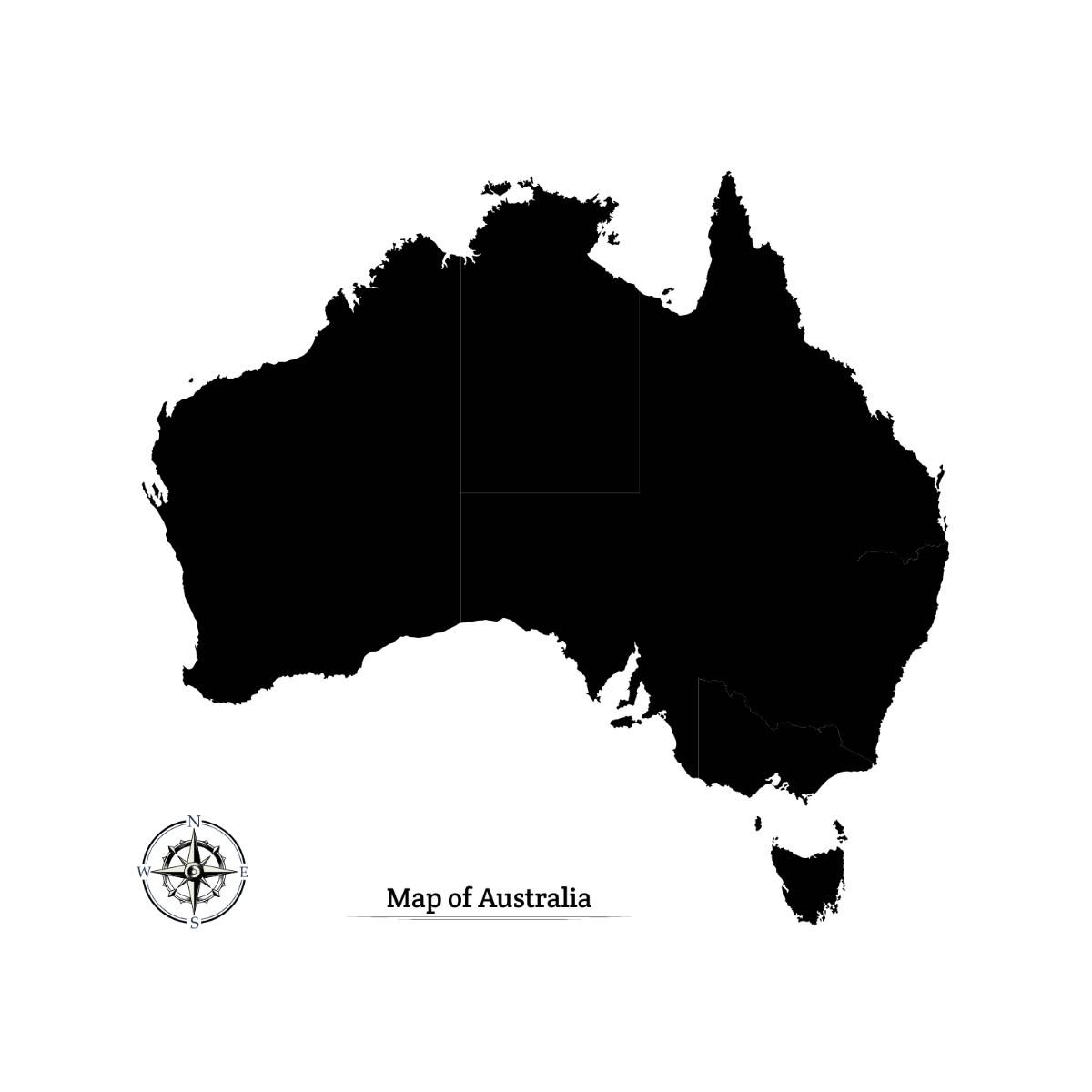 Black Australia Map Vector Template