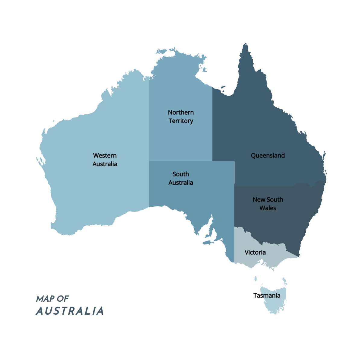 Free Blue Australia Map Vector Template