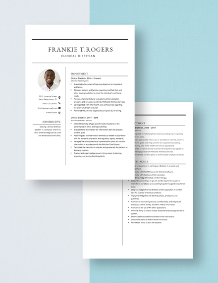 Clinical Dietitian Resume Download