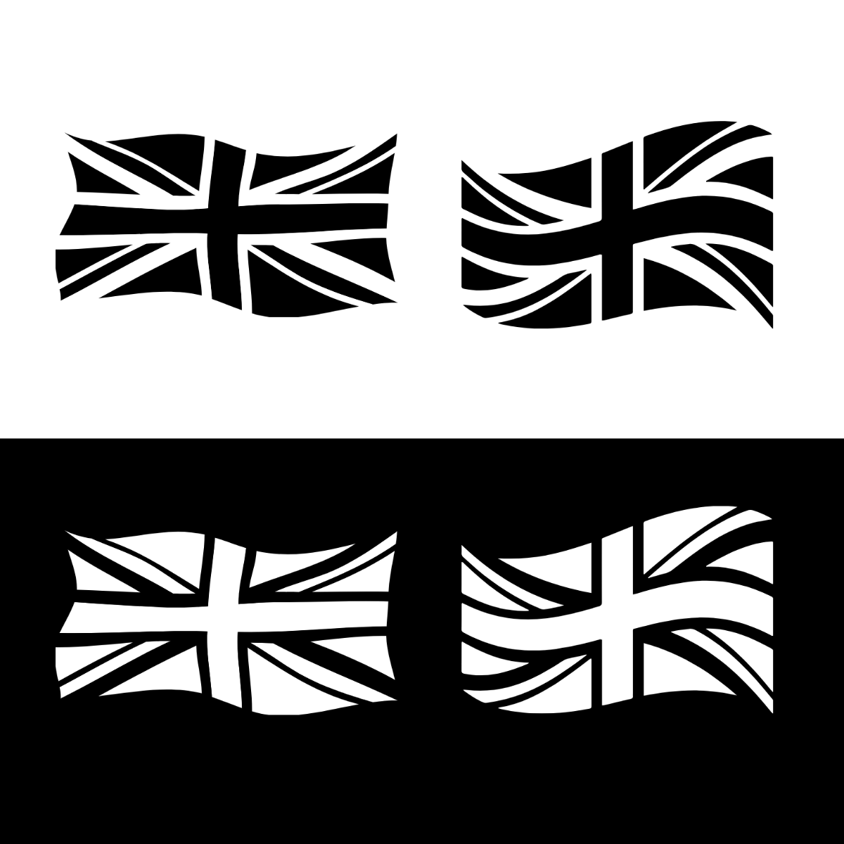 Black And White UK Flag Vector Template