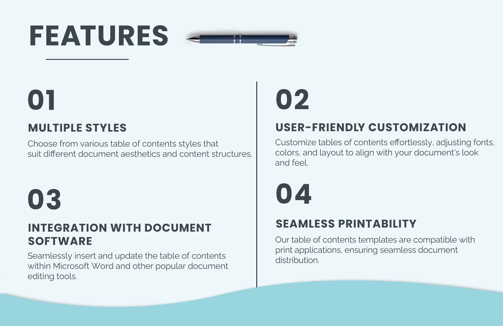 Professional Table of Contents Template