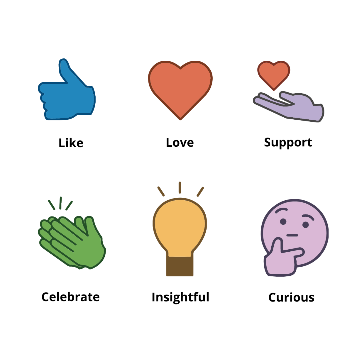 Free LinkedIn Reactions Icon Vector Template