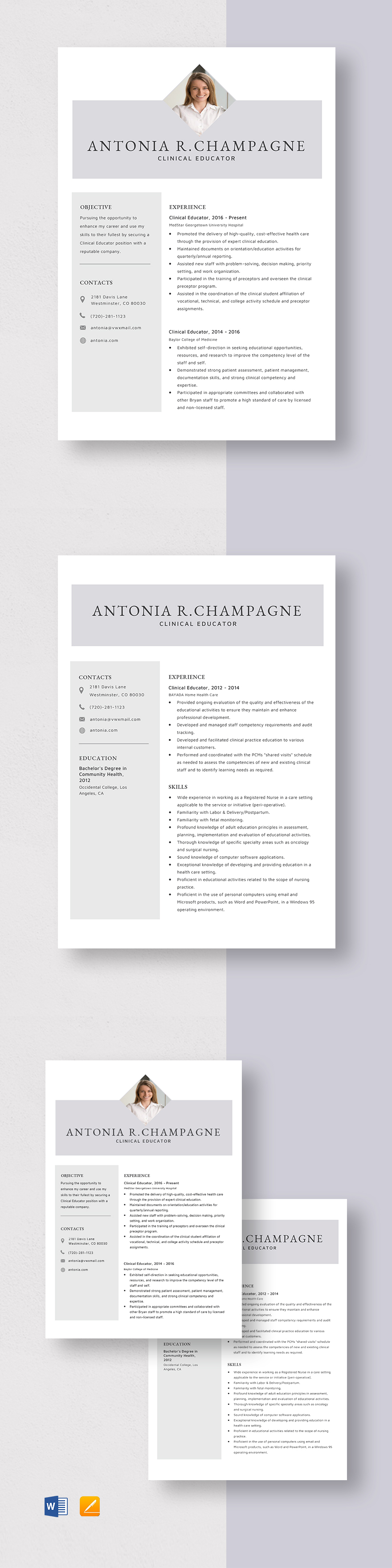 clinical-educator-resume-template-word-apple-pages-template