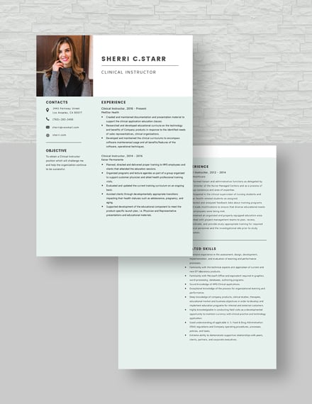 Clinical Instructor Resume Download