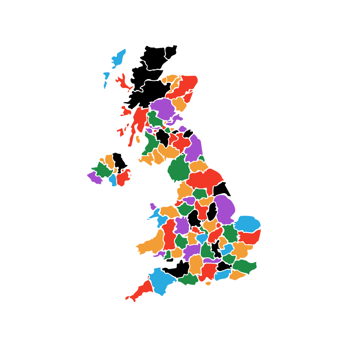 UK Counties Map Vector Template