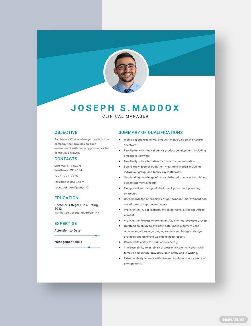 Clinical Manager Resume