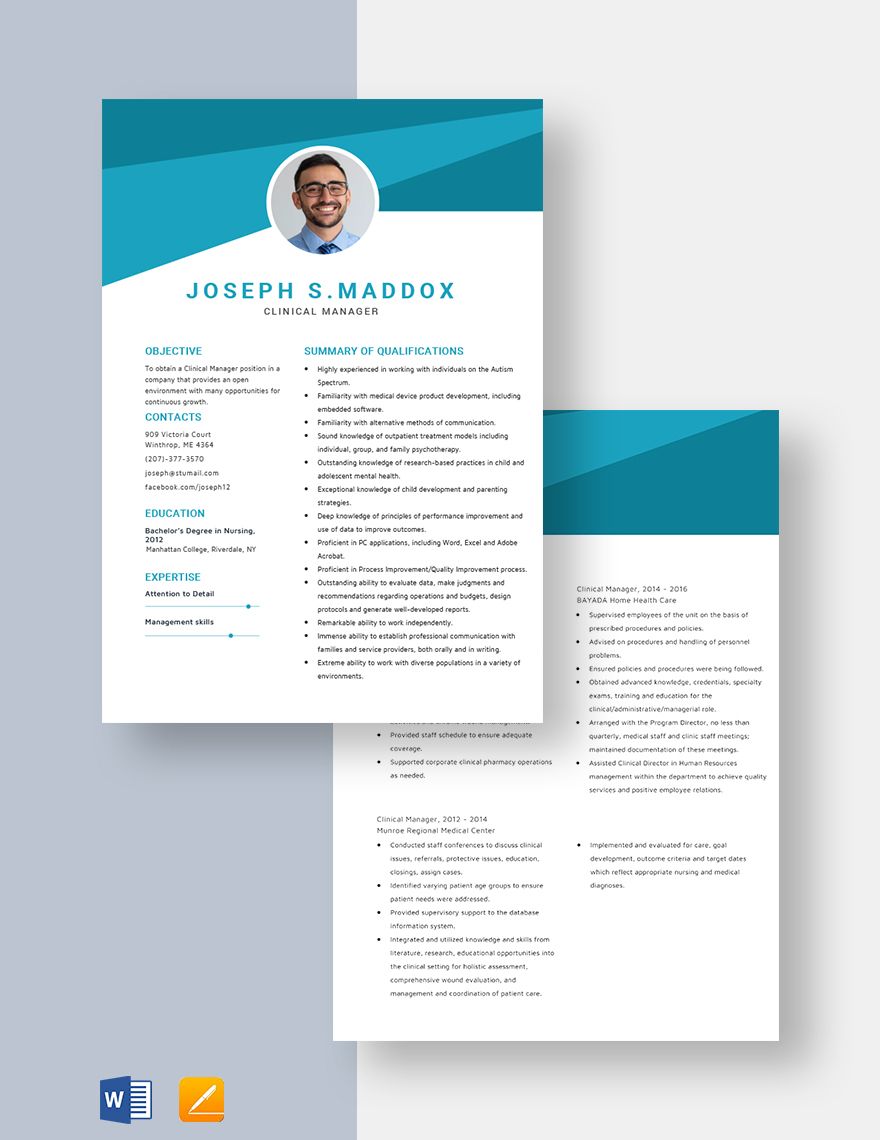 Clinical Manager Resume
