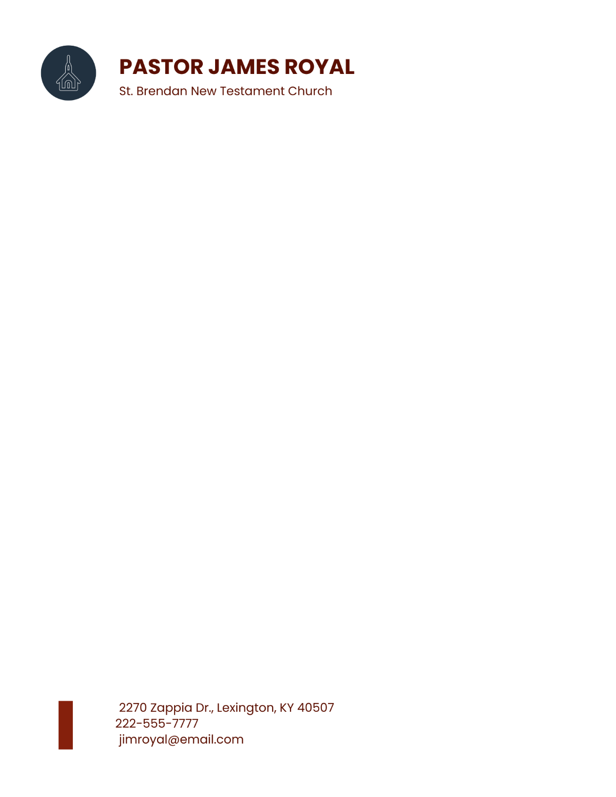 Free Pastor Letterhead Template