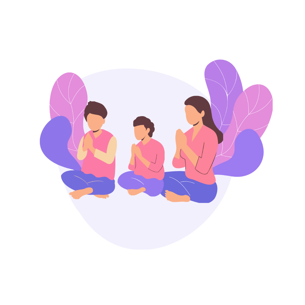 Family Praying Together Vector Template