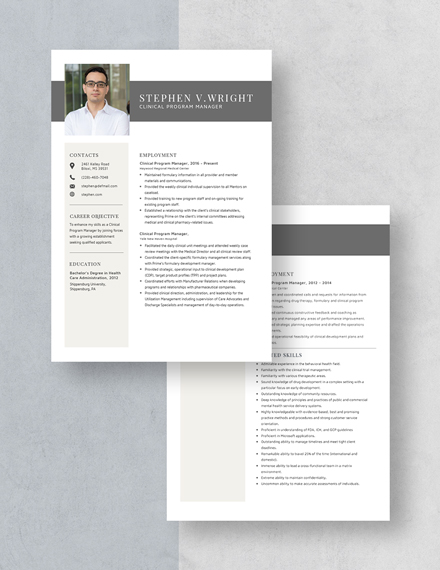 Clinical Program Manager Resume Download