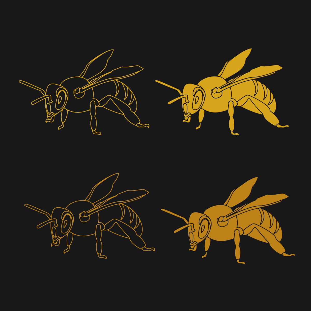 Golden Bee Vector Template