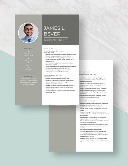 Clinical Psychologist Resume Download
