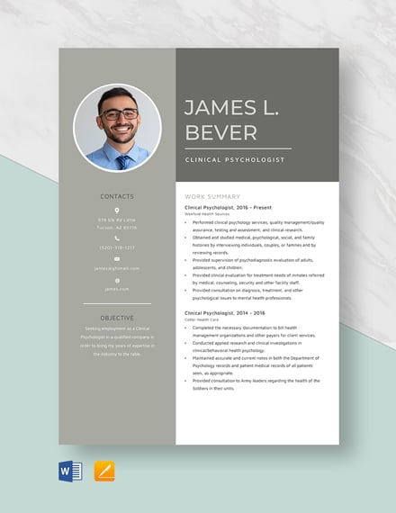 Clinical Psychologist Resume