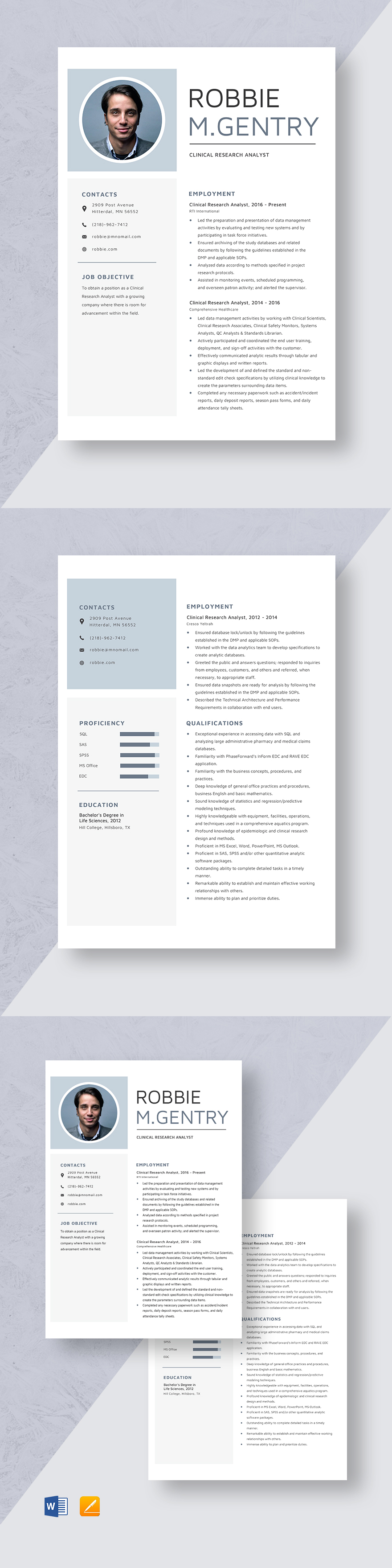 Clinical Research Assistant Resume Template - Word, Apple Pages ...