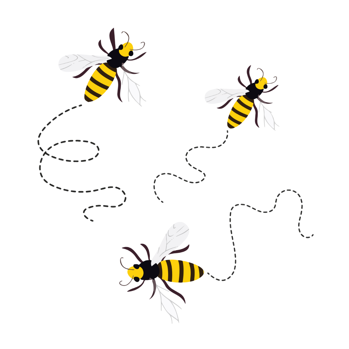 Flying Bee Vector Template