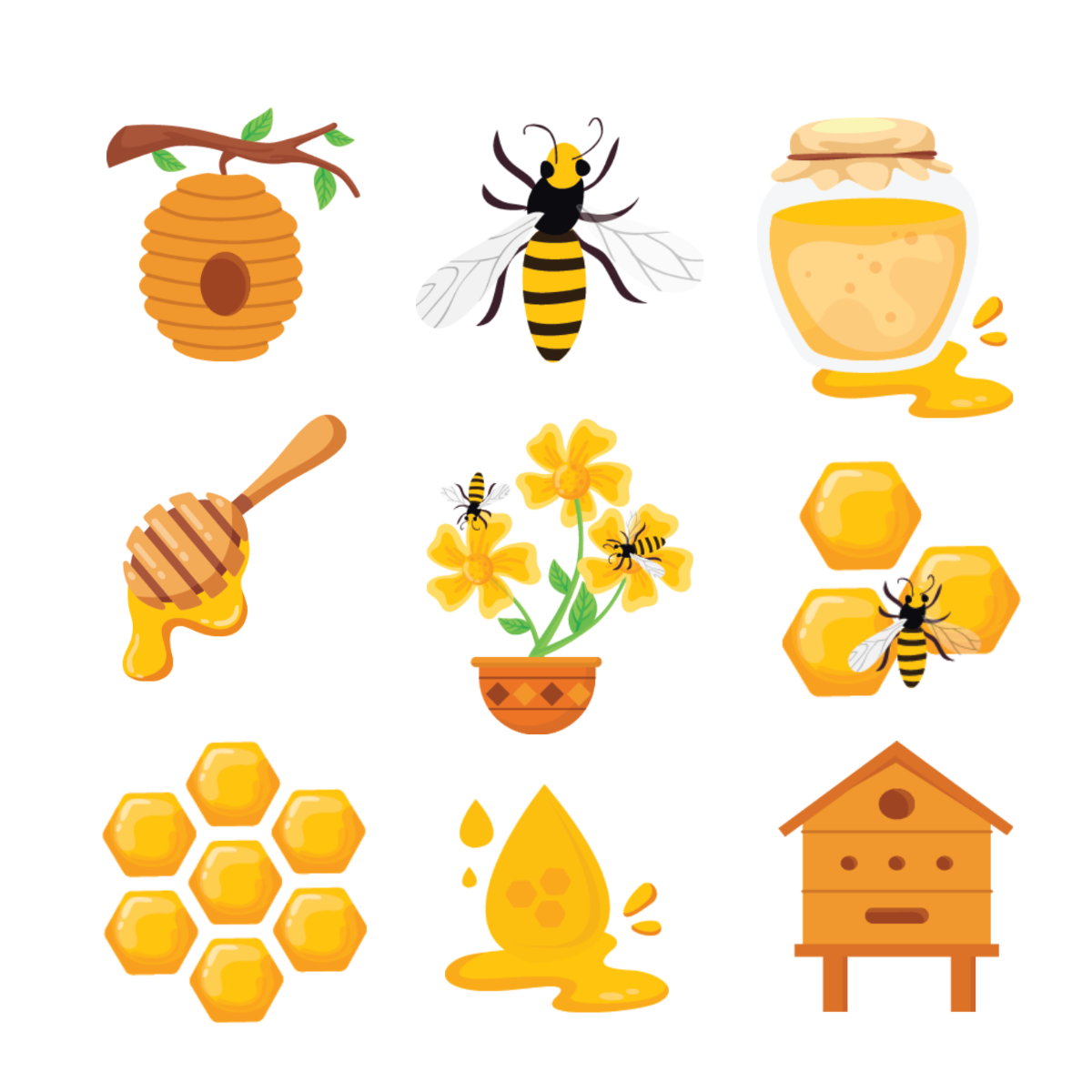 Free Bee Elements Vector Template