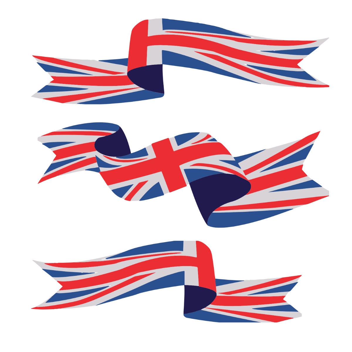 UK Flag Ribbon Vector Template