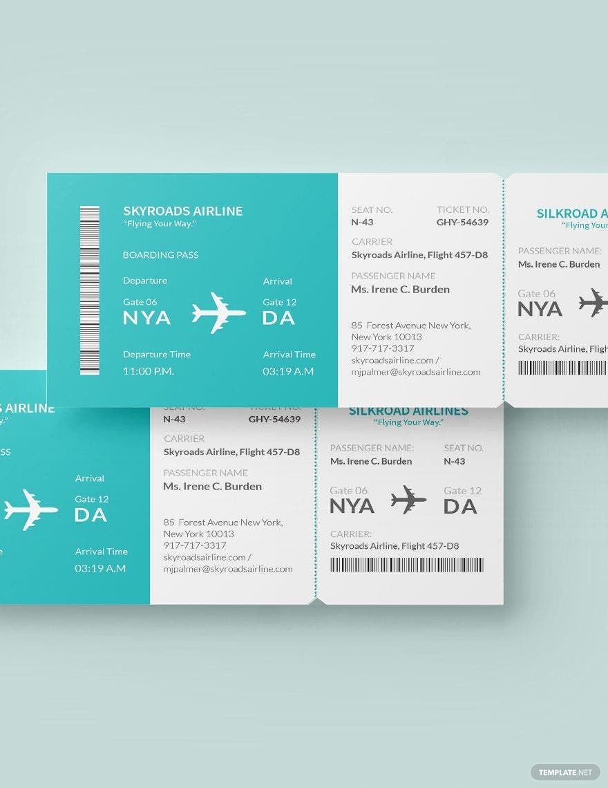 FREE Airline Ticket Template Download in Word, Excel, Google Sheets