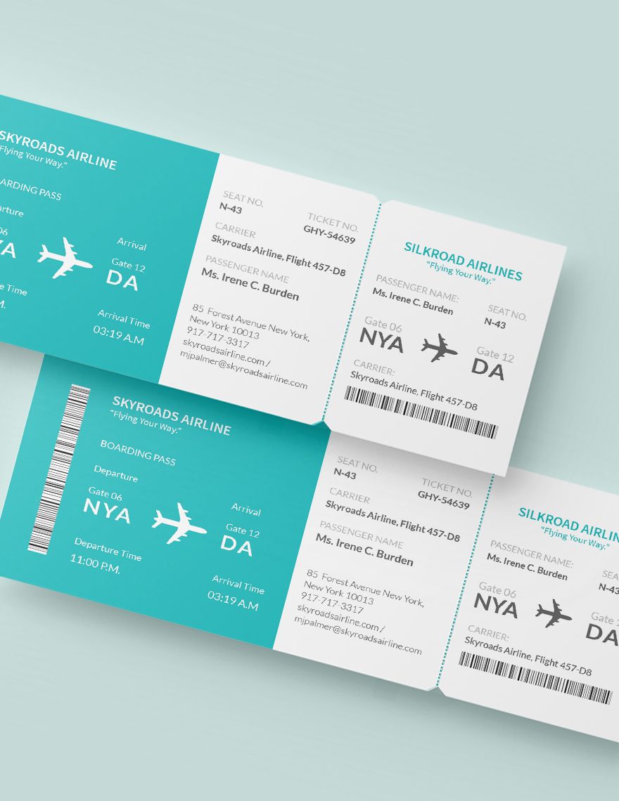 Simple Airline Ticket Template Download in Word, Illustrator, PSD