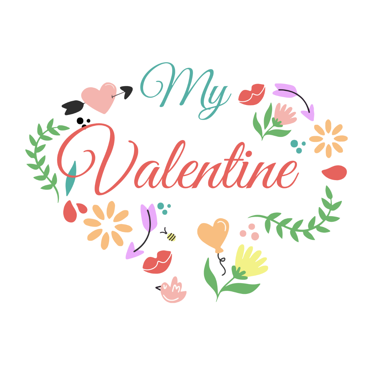 Happy Valentines Day Typography Vector Template