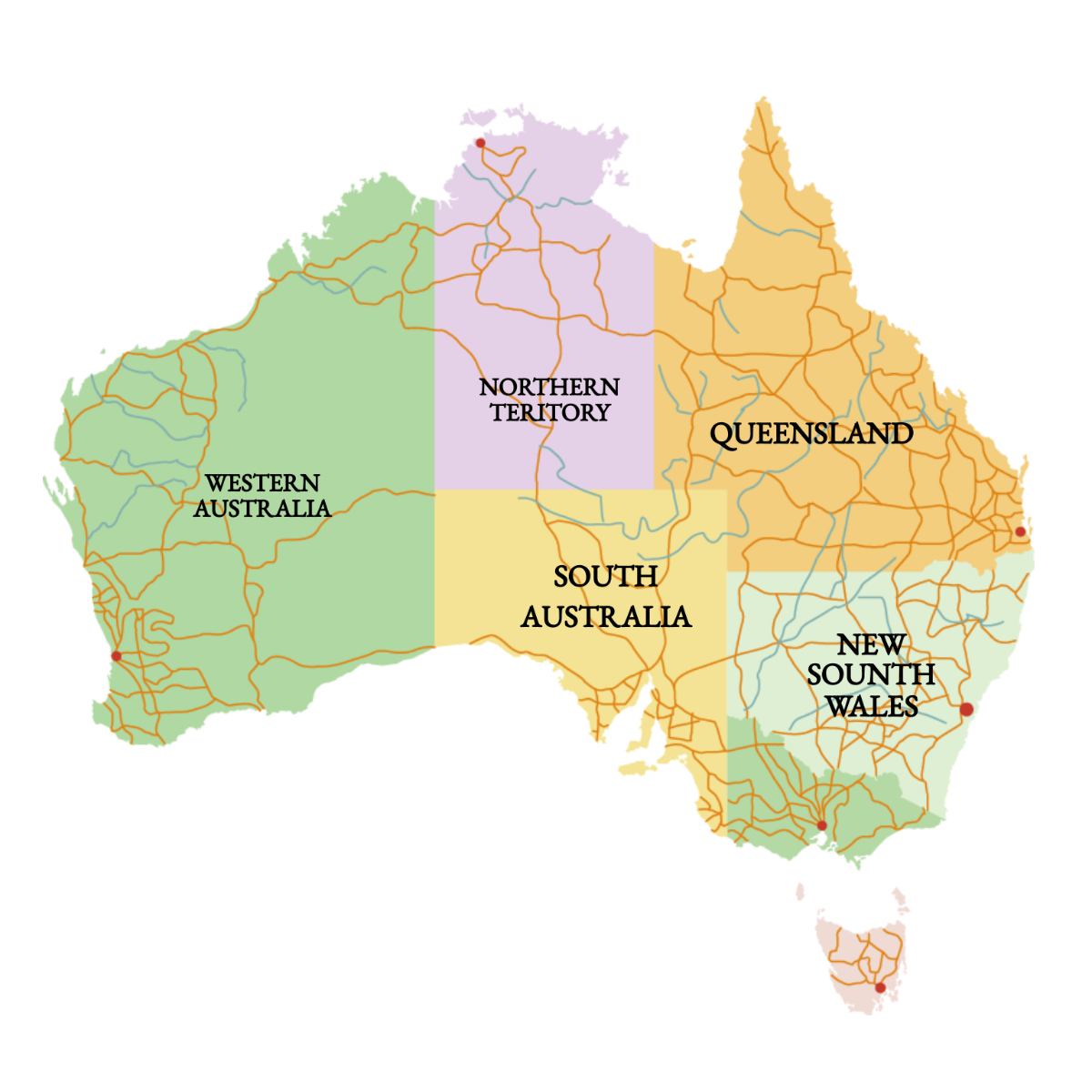 Detailed Australia Map Vector Template