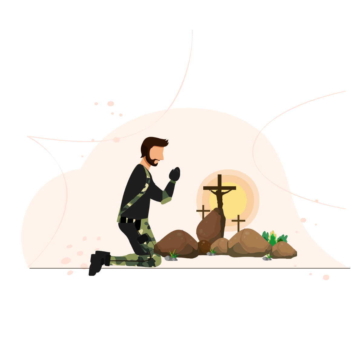 Free Soldier Praying Vector Template