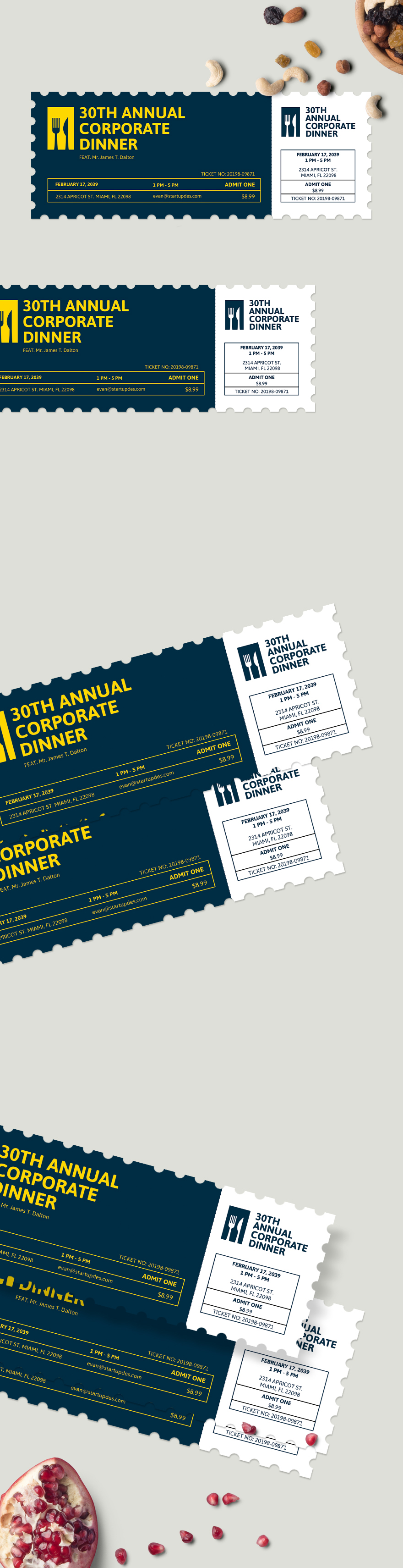 Dinner Ticket Template - Illustrator, Word, Apple Pages, PSD, Publisher