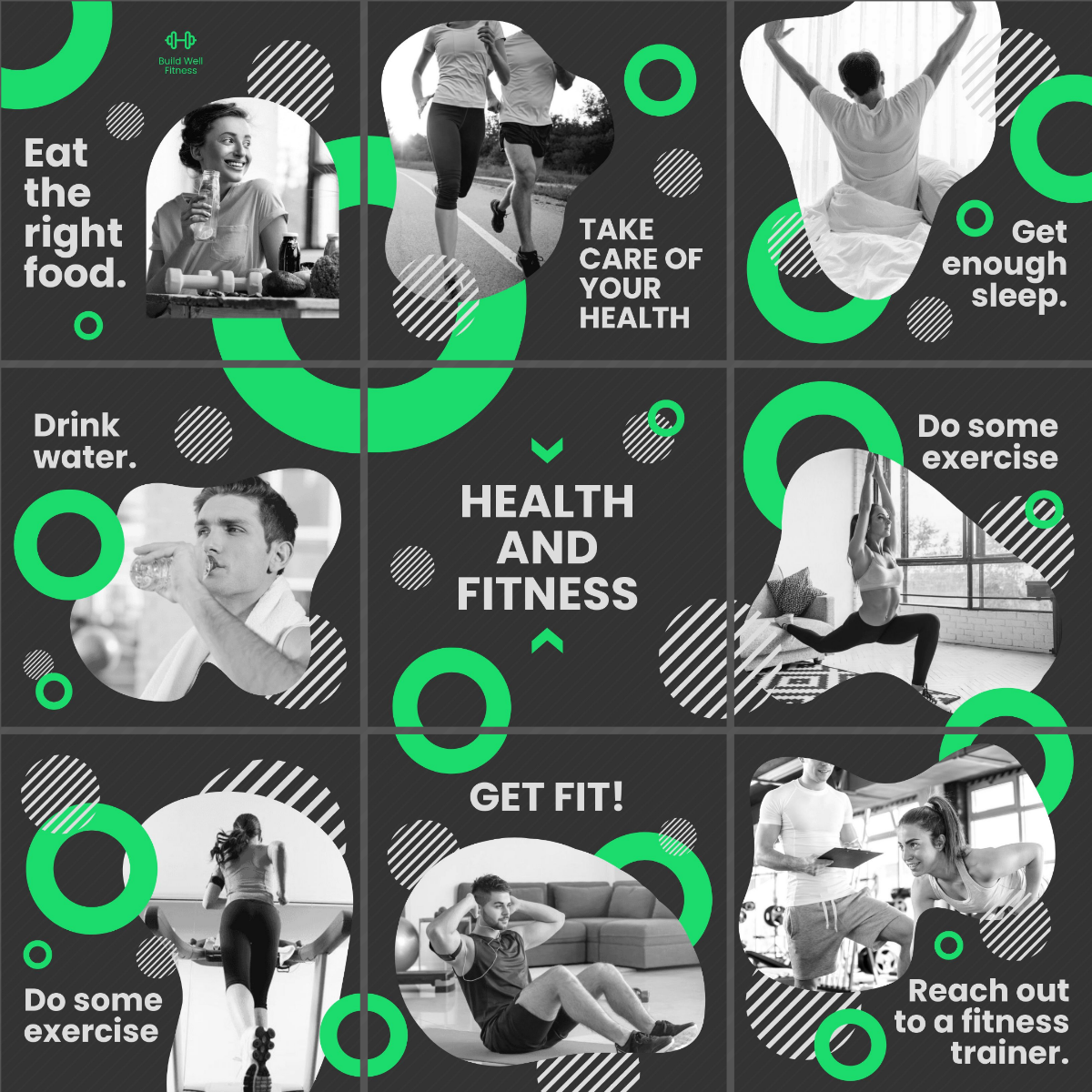 Health And Fitness Puzzle Post, Instagram, Facebook Template