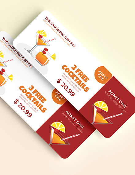 simple drink ticket template word doc psd apple mac pages