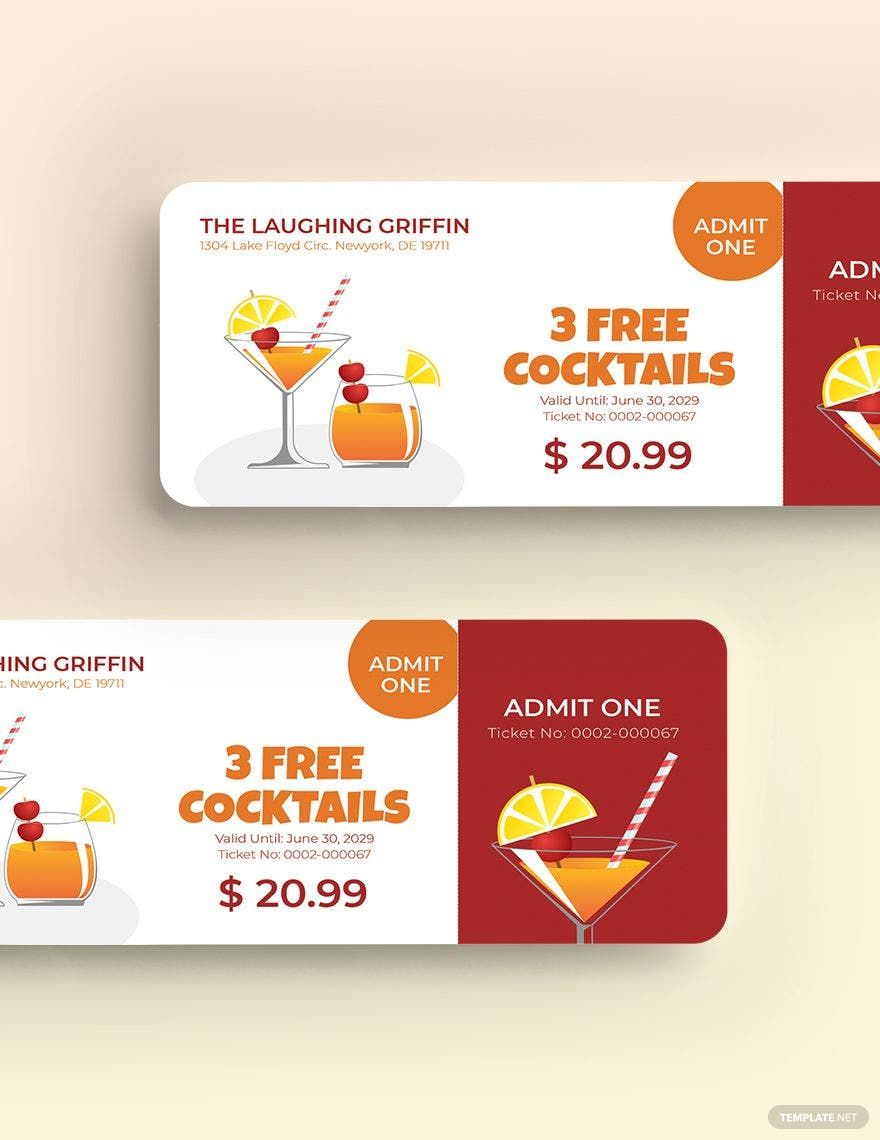Free Simple Drink Ticket Template