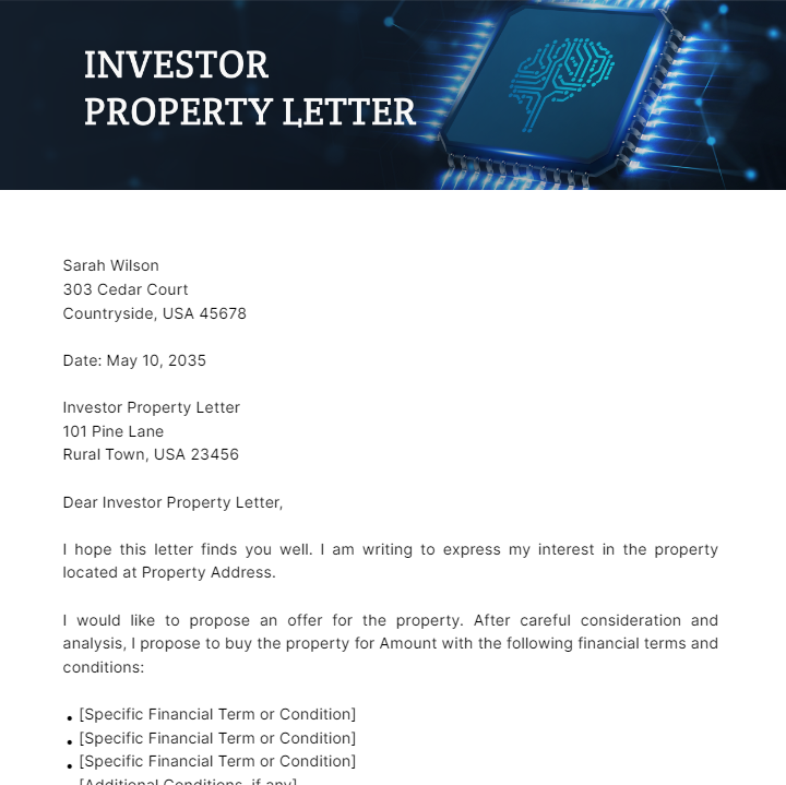 Investor Property Letter Template - Edit Online & Download