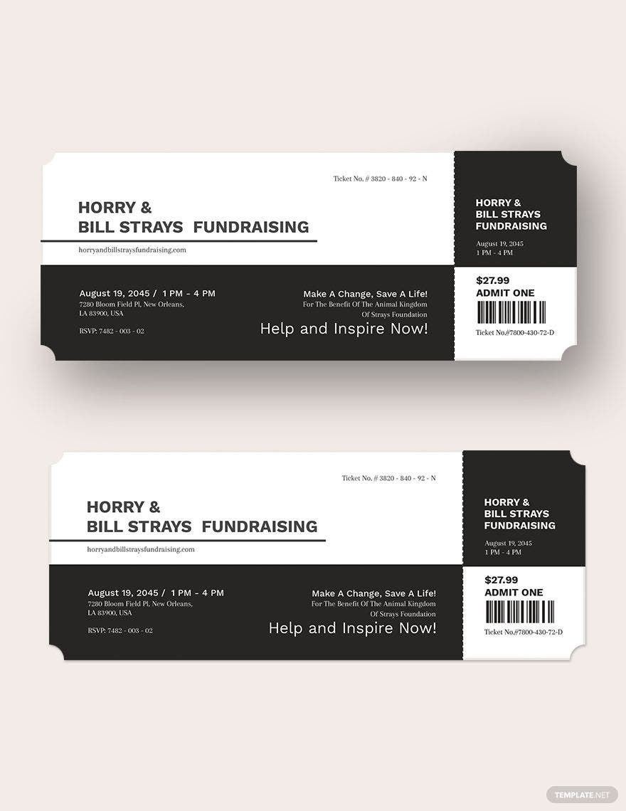 Free Simple Fundraiser Ticket Template