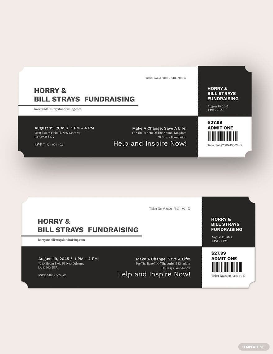 FREE Fundraiser Ticket Template Download in Word, Google Docs, PDF