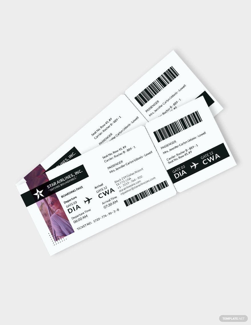 Free Simple Travel Ticket Template in Word, Illustrator, PSD, Apple Pages, Publisher