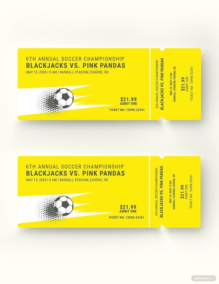 Soccer Admission Ticket Template
