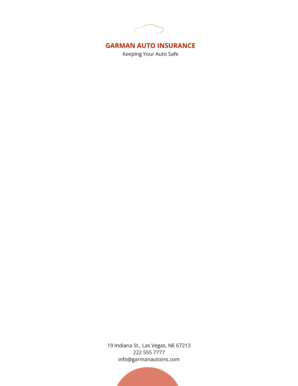 Auto Insurance Company Letterhead Template - Edit Online & Download