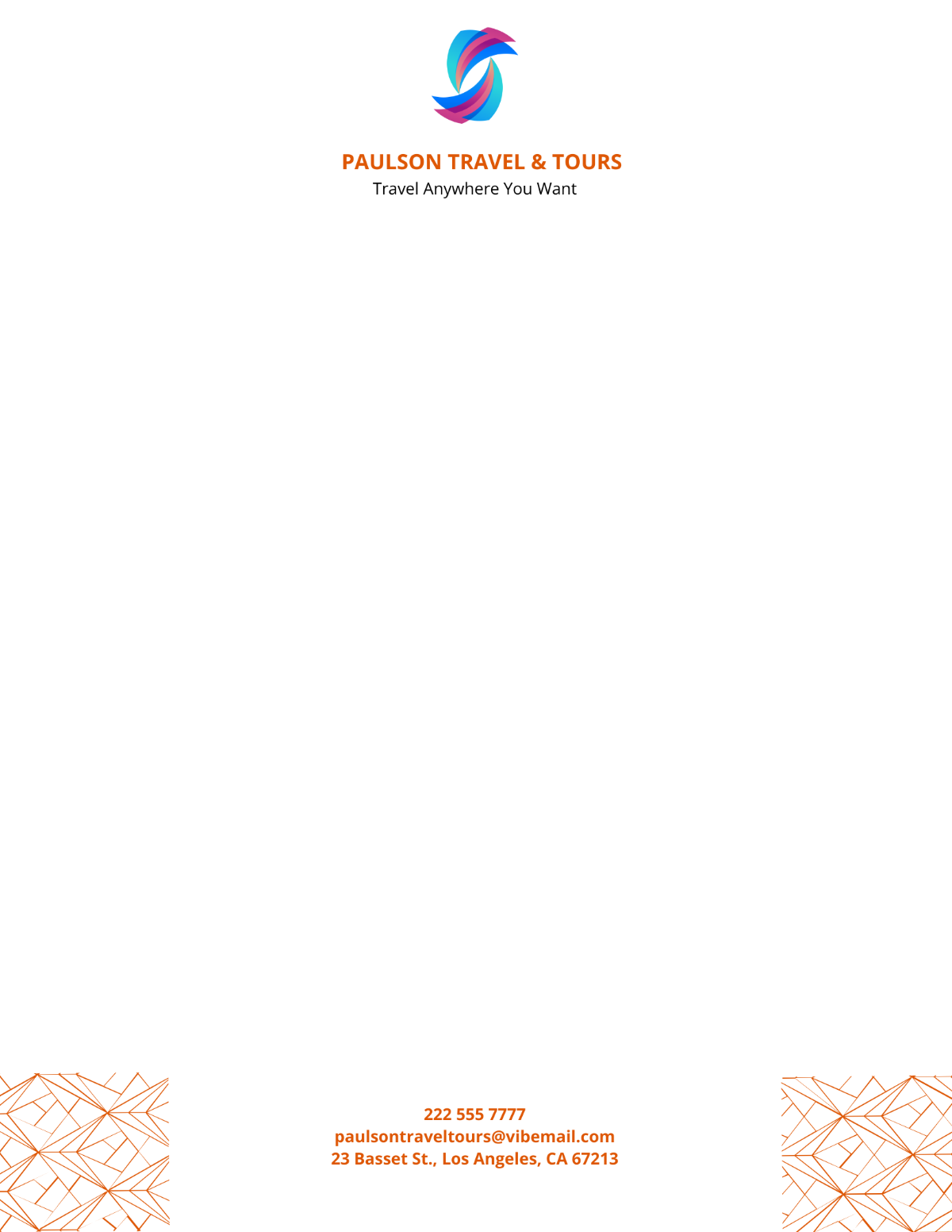 Travel Agency and Tours Letterhead