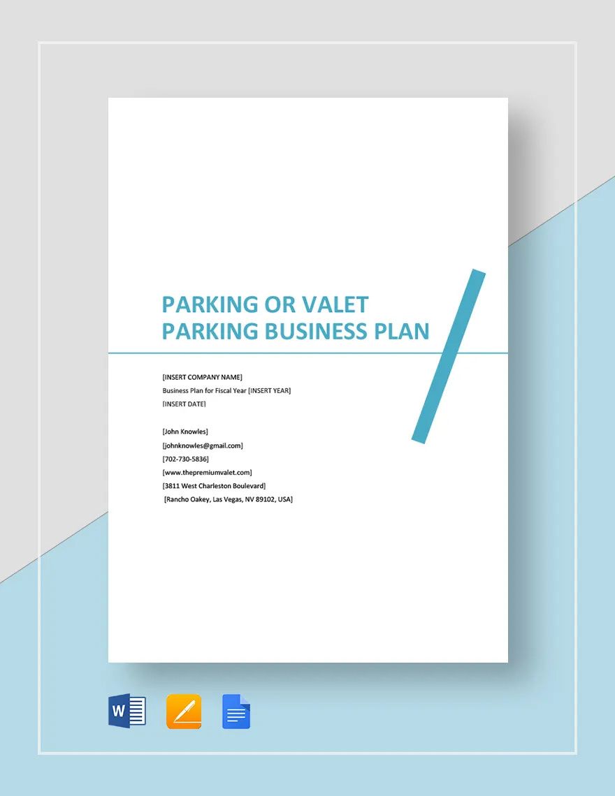 Parking or Valet Parking Business Plan Template in Pages, Word, Google Docs - Download | Template.net