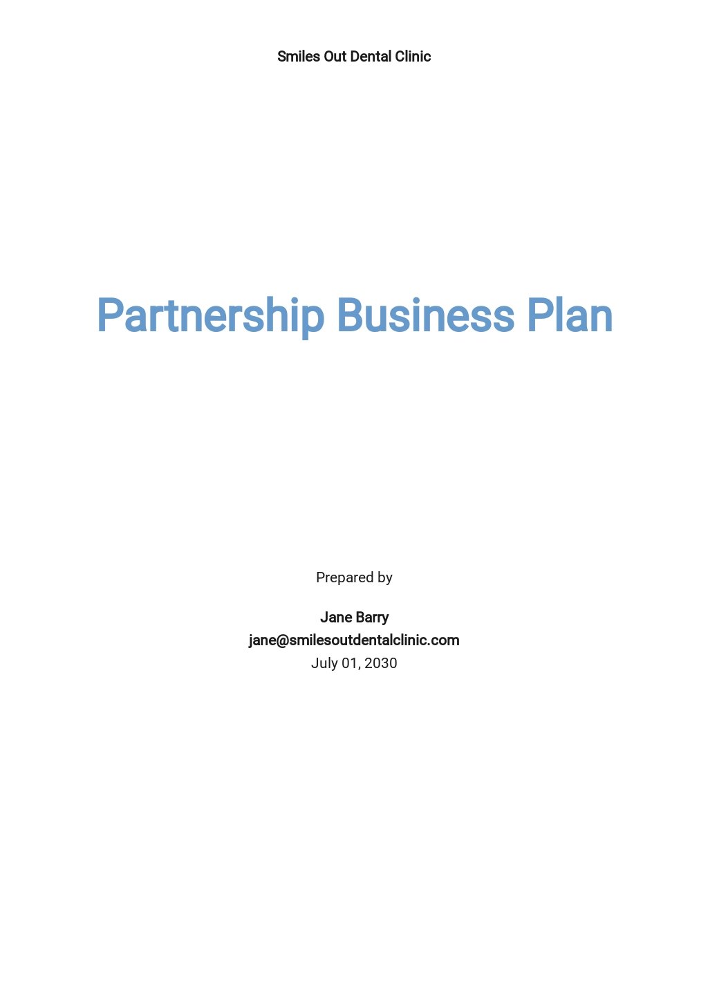 partner background in business plan