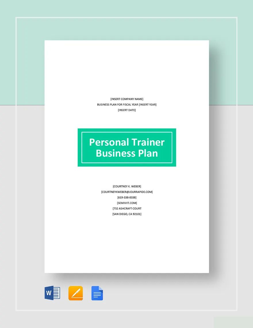 Personal Trainer Business Plan Template